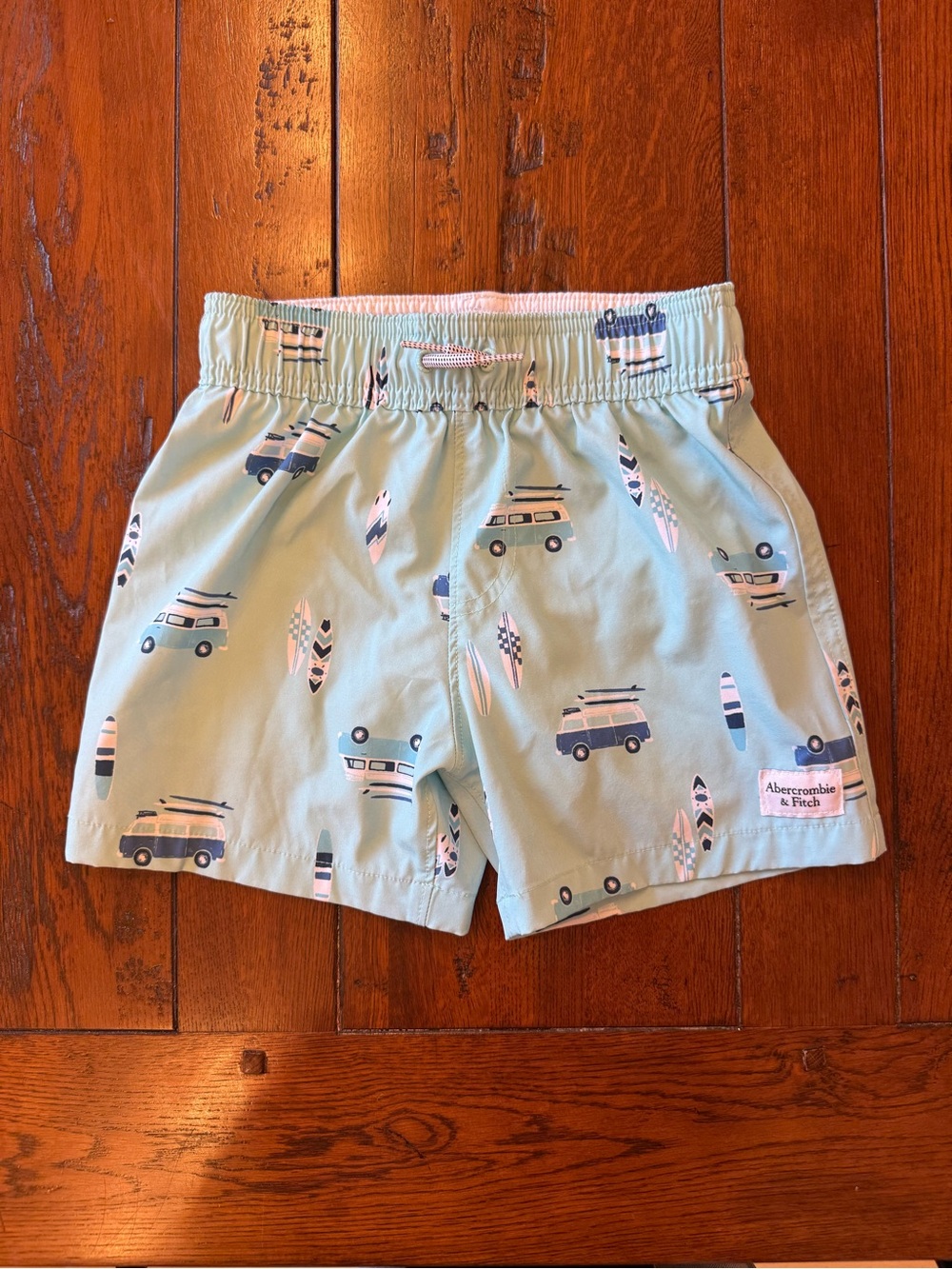 Abercrombie & Fitch Light Aqua Surfboard & Van Print Shorts